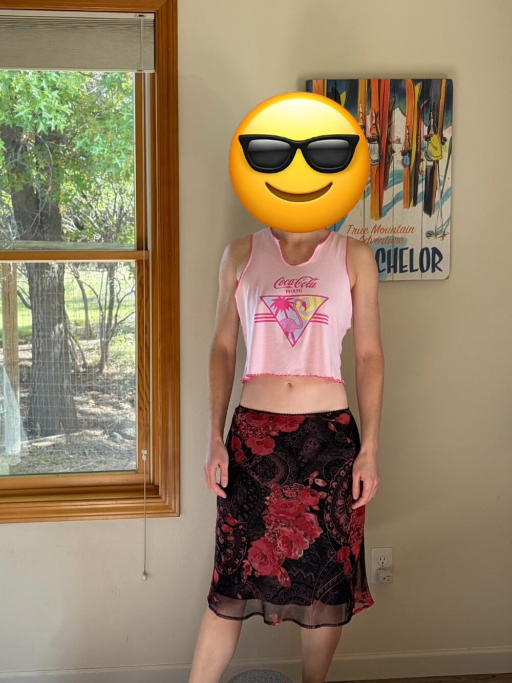 Vintage Pink & Black Floral Skirt